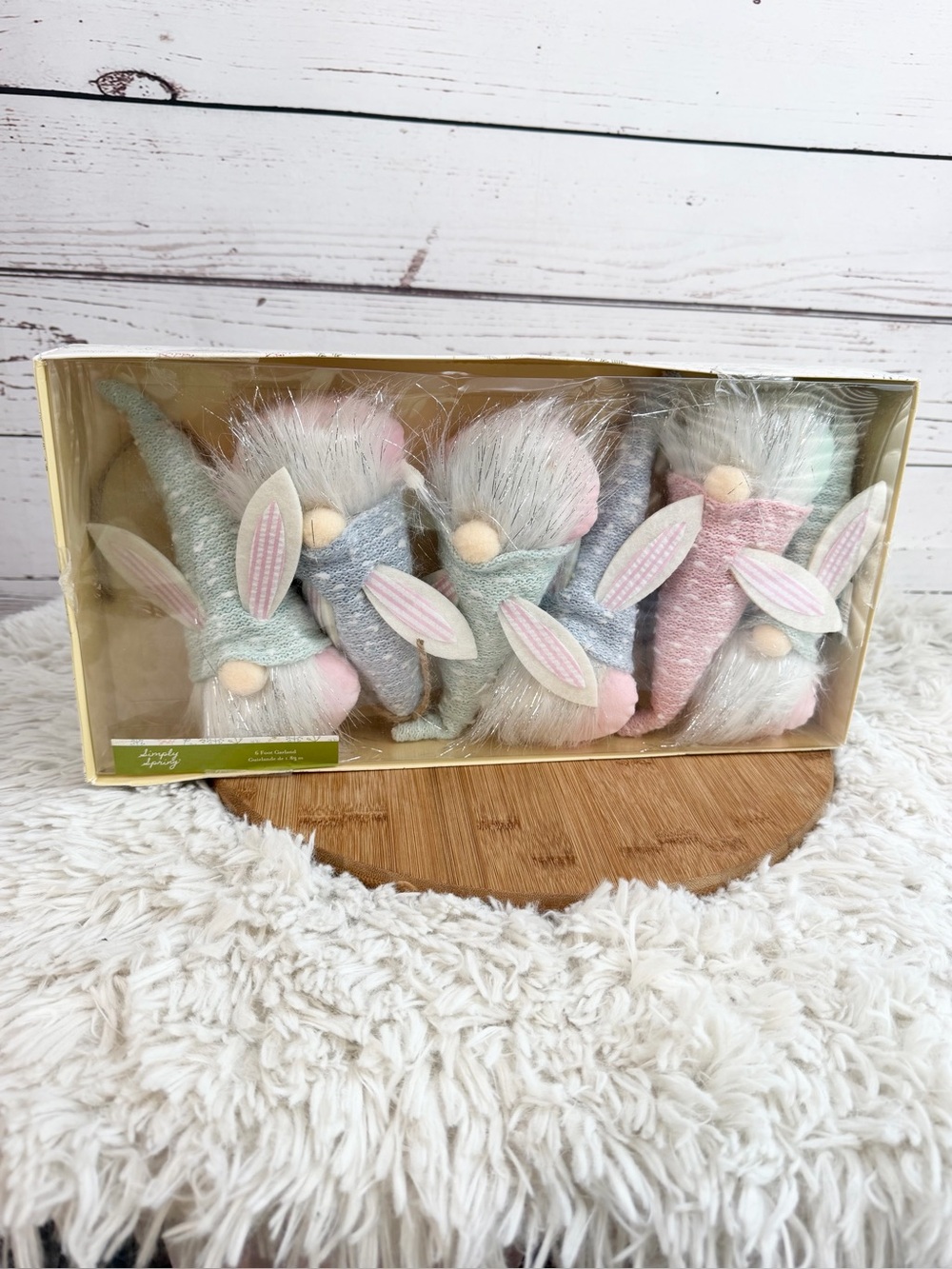 Simply Spring Easter Bunny Gnome Garland 6 Ft Pastel Holiday Decor NIB
